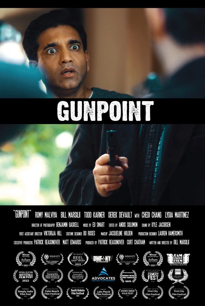 gunpoint film poster with credits and laurels